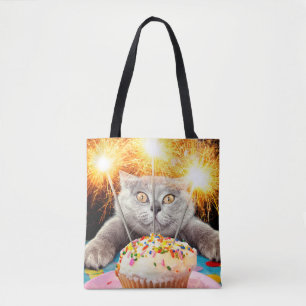 Bolsa Tote Gato com Cupcake