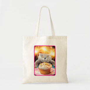 Bolsa Tote Gato com Cupcake