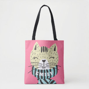 Bolsa Tote gato com lenço do inverno