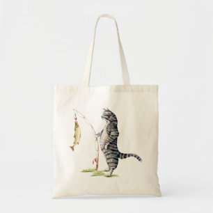 Bolsa Tote Gato com Peixe