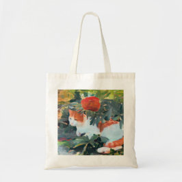 Bolsa Tote gato com um arbusto florescente melhorado