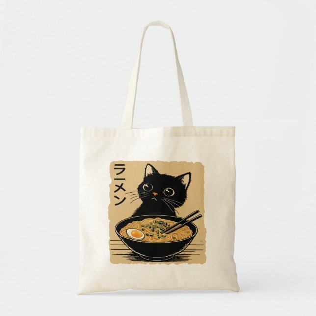 Bolsa Tote Gato comendo ramen  (Frente)