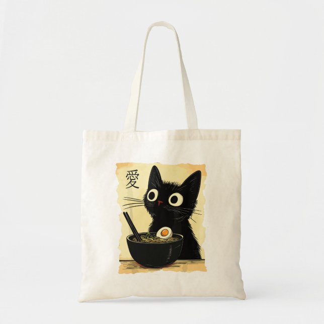 Bolsa Tote Gato comendo ramen  (Frente)
