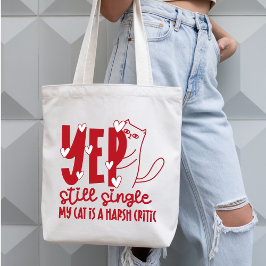 Bolsa Tote Gato Crítico Ainda Solteiro Anti-Valentine Engraça