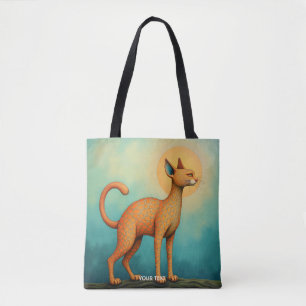 Bolsa Tote Gato de Abstrato de Laranja Fantasy