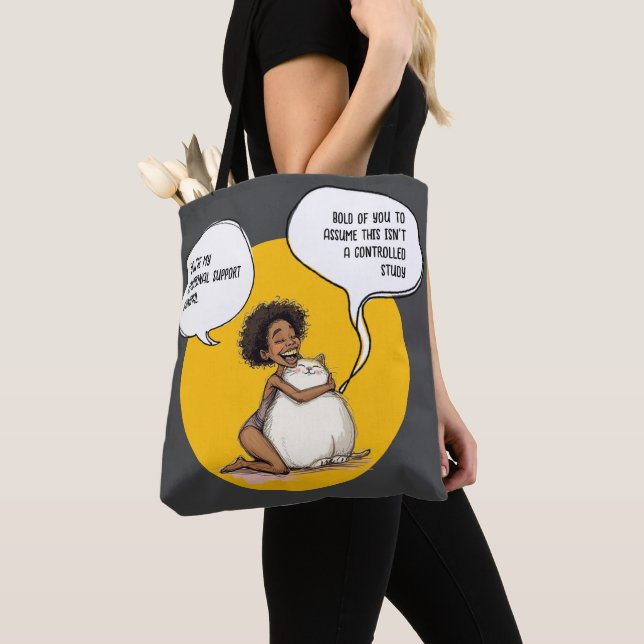 Bolsa Tote Gato de Apoio Emocional Engraçado (Close Up)