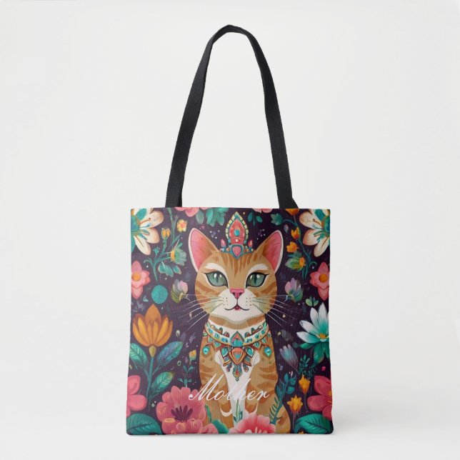 Bolsa Tote Gato de Bejeweled Crowned (Frente)