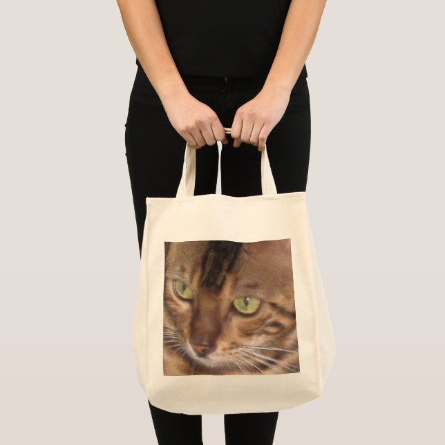 Bolsa Tote Gato de Bengala - Saco de Tota Comprada reutilizáv (Frente (produto))