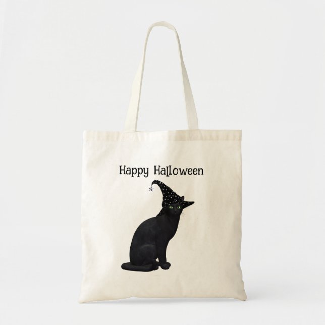Bolsa Tote Gato de Bruxa Negra (Frente)