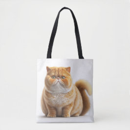 BOLSA TOTE GATO DE CARTÃO DE CABELO EXÓTICO BRANCO DE LARANJA