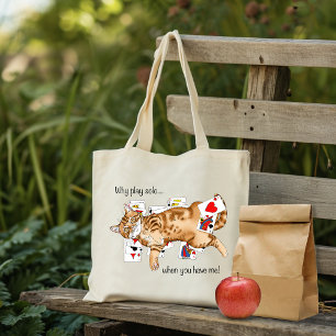 Bolsa Tote Gato de Cartões de Jogo Solitários