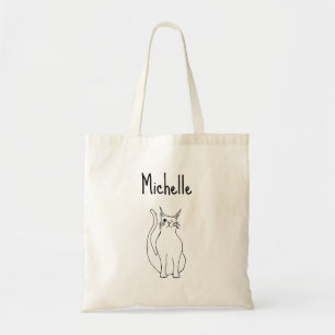 Bolsa Tote Gato de Cartoon Winking Gatinho Bonito Girly