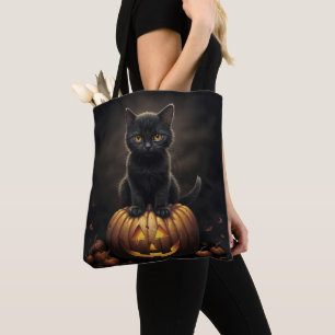 BOLSA TOTE GATO DE COZINHA PRETO COM PINTOS