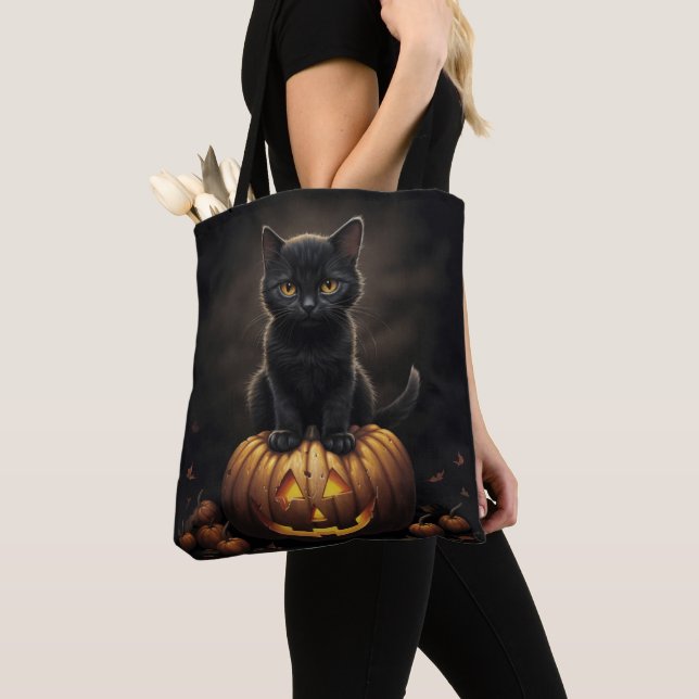 BOLSA TOTE GATO DE COZINHA PRETO COM PINTOS (Close Up)
