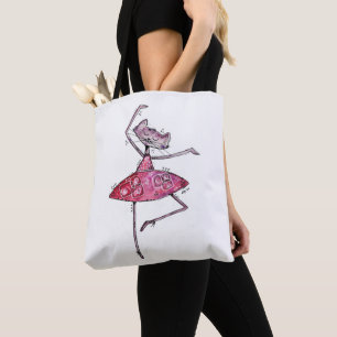 Bolsa Tote Gato de dança branca e branca