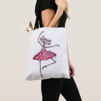 Bolsa Tote Gato de dança branca e branca