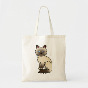 Bolsa Tote Gato de desenho animado Chocolate Point Birman / R