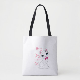 Bolsa Tote gato de dia feliz ama gatos rosa
