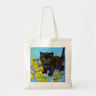 Bolsa Tote Gato de estilo Van Gogh com Sunflower