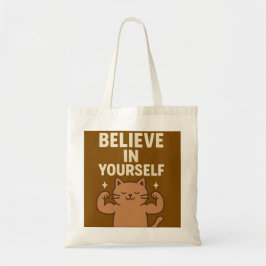 Bolsa Tote Gato de Flexível Motivacional - "Acredite em si me