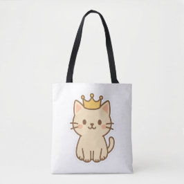 Bolsa Tote Gato de Fofinho majestoso com uma Coroa