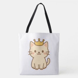 Bolsa Tote Gato de Fofinho majestoso com uma Coroa