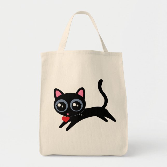 Bolsa Tote Gato de Gato Gato Coração Ladrão Presente para Gar (Frente)