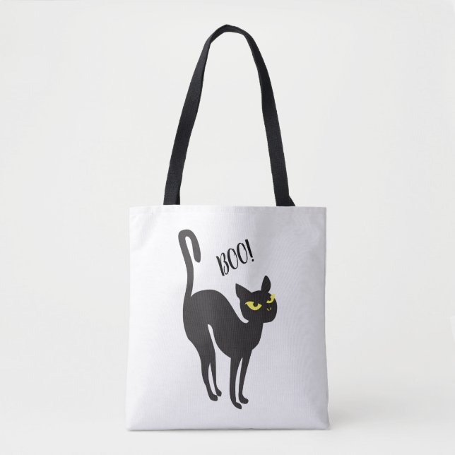 Bolsa Tote Gato de Halloween. BOO! - Tendência de "Tratar ou  (Frente)