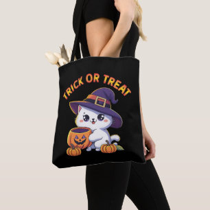 Bolsa Tote Gato de Halloween com Jack O' Lanterna Pumpkin