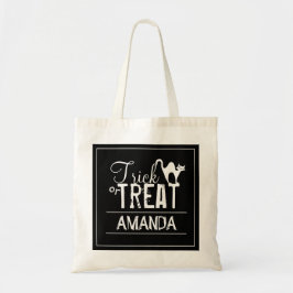 Bolsa Tote Gato De Halloween Ou Tratar Gato Preto E Louco