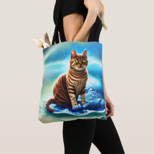 Bolsa Tote Gato de inteligência artificial na água