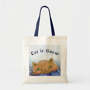Bolsa Tote Gato de Inverno Deixe Nevar Arte