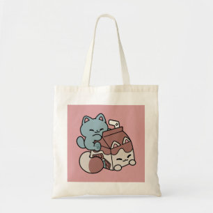 Bolsa Tote Gato de Leite Chocolate Kawaii – Bebida Aconchegan