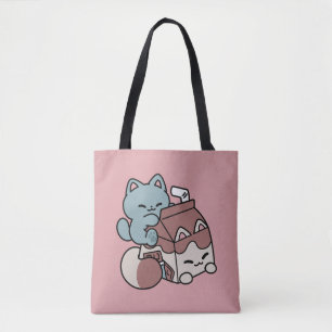 Bolsa Tote Gato de Leite de Chocolate Kawaii – Bebida Aconche