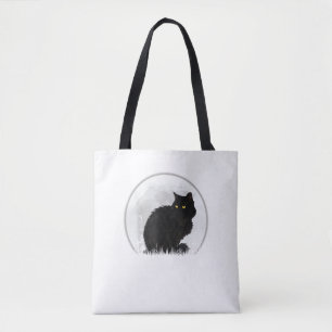 Bolsa Tote Gato de Lua do Dia das Bruxas de Gato Negro