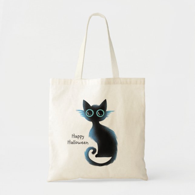 Bolsa Tote Gato de Mau de Azul Negro (Frente)