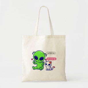 BOLSA TOTE GATO DE MEOW COM ALIENÍGENA