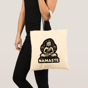 Bolsa Tote Gato de Namaste Yoga numa pose de Buda