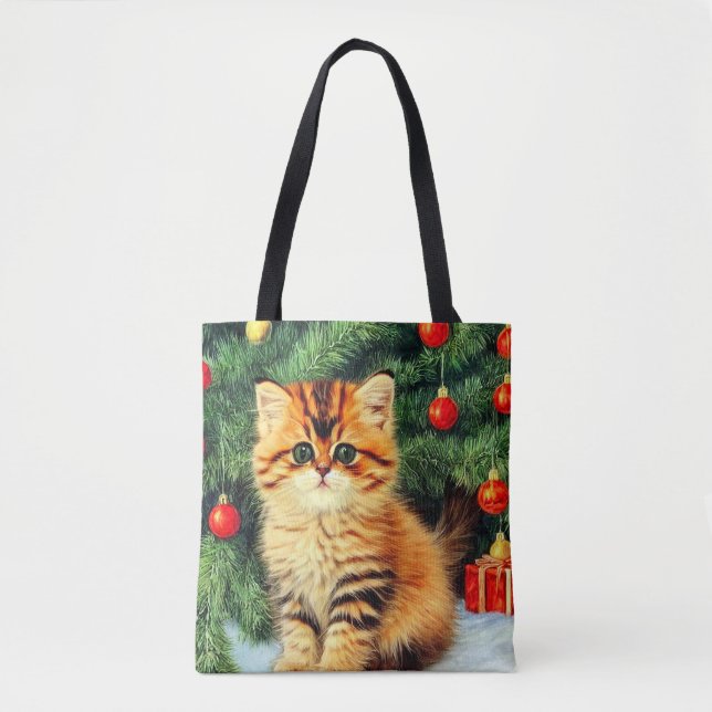 Bolsa Tote Gato de natais vintages (Frente)