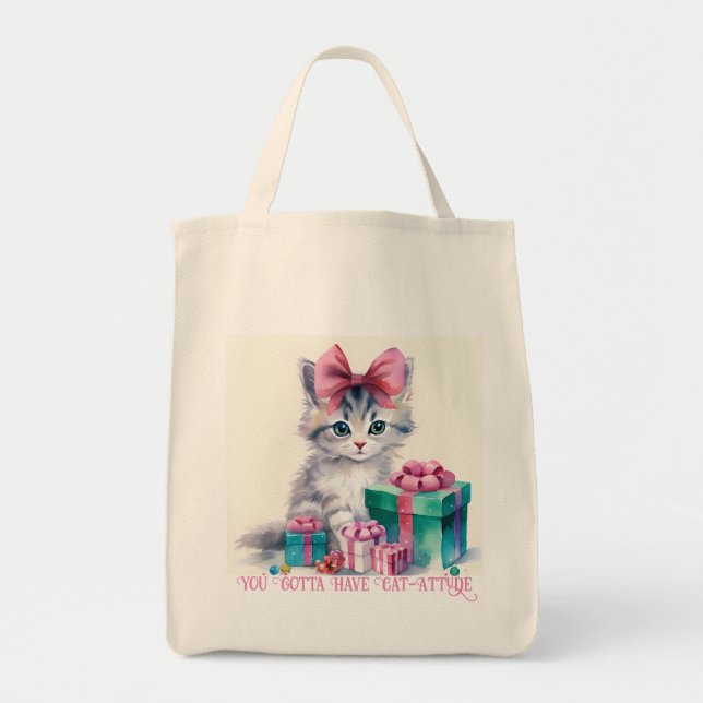 Bolsa Tote Gato de Natal (Frente)