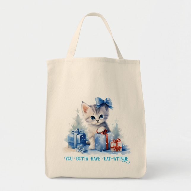 Bolsa Tote Gato de Natal (Frente)