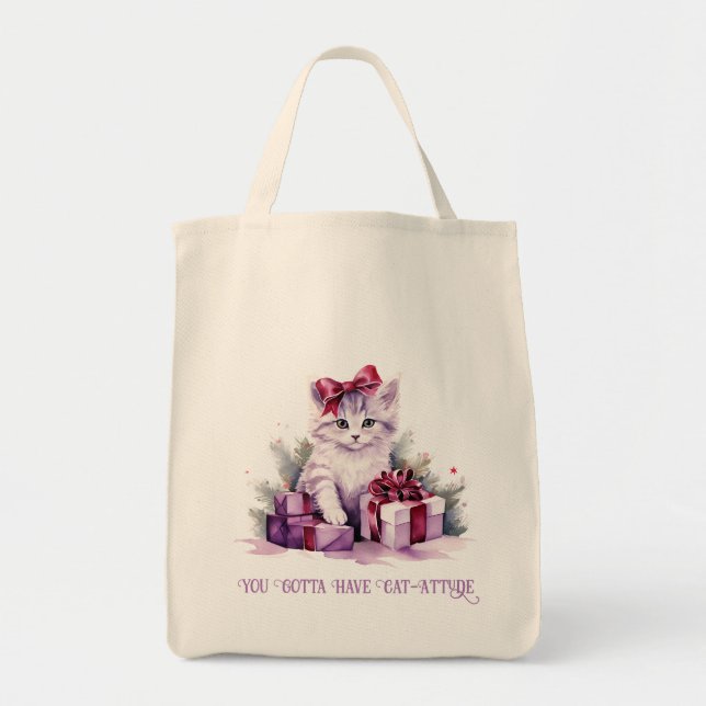 Bolsa Tote Gato de Natal (Frente)