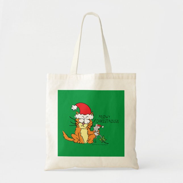Bolsa Tote Gato de Natal Engraçado (Frente)