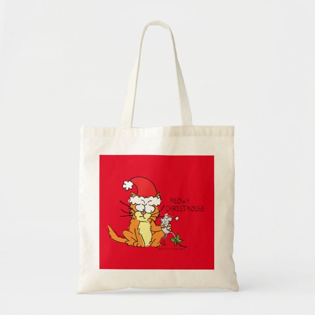 Bolsa Tote Gato de Natal Engraçado (Frente)
