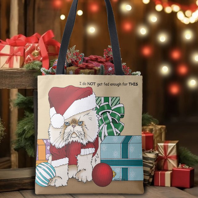 Bolsa Tote Gato de Natal Persa (Criador carregado)