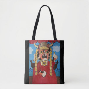Bolsa Tote Gato de Ópera de Arte Folhosa Engraçado