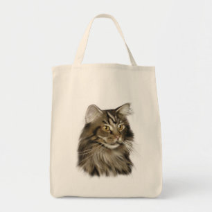 Bolsa Tote Gato de racum preto de Maine do gato malhado