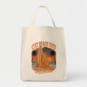 Bolsa Tote Gato de Surfista Listrado Laranja