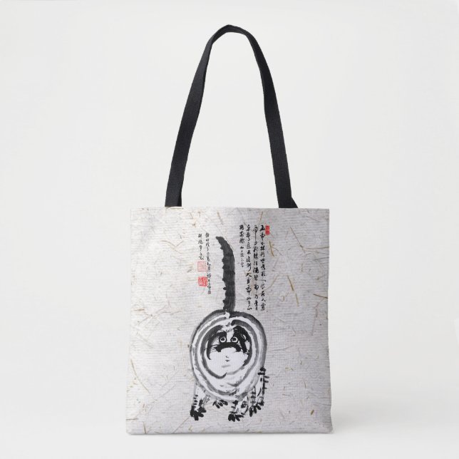 Bolsa Tote Gato De Tabby Japonês Com Brisas Chonky (Frente)