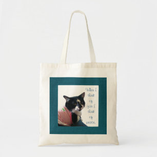 Bolsa Tote Gato de Tuxedo bonito pensa em Bolsas de canvas de